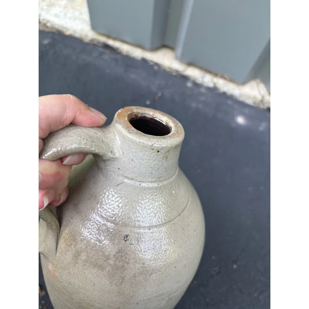 Antique Salt Glazed neutral beige Gray Stoneware Jug 10